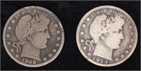 Coins - 2 Barber Silver Half Dollars