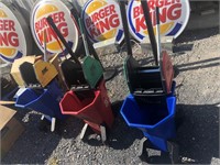 Lot of 3 mop buckets with wringers