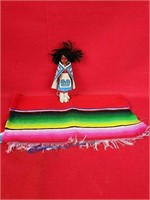 Vintage Native American Doll and Small Blanket