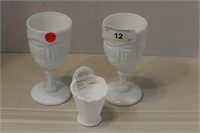 SELECTION OF MILK GLASS