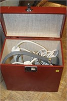 Old Wooden Record Box full of Power cords