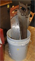 5 Gallon Bucket of Wooden Hand saws