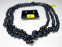 62" 7-8mm Black freshwater pearl necklace with