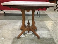 Eastlake Fruitwood Work Table with Marble Top