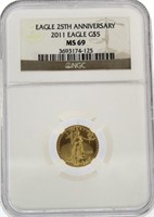 2011 MS69 25th Anniversary $5 Gold American Eagle