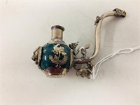 Tibetan silver dragon/ stone pipe