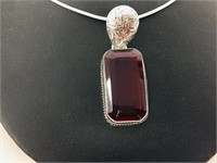 Garnet & sterling pendant with chain