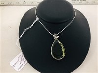 Green Amethyst sterling pendant with chain