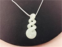 Green Jade carved pendant with chain