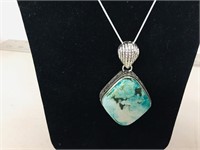 Turquoise sterling pendant with chain