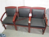 3 leather/wood chairs