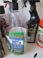 1 group of car cleaning items: car wax, tire foam,