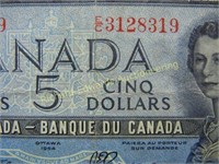 1954 Canada DEVIL HAIR $5. Extremely Nice. RARE