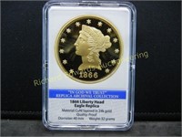 COPY 1866 LIBERTY HEAD, Layered In 24K Gold ,