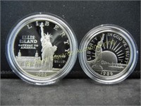 1986-S Ellis Island Silver Proof Dollar and ½