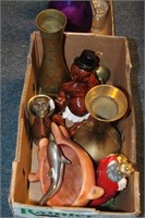 Box of Brass & Vintage Glassware