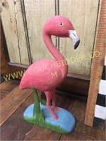 Handcarved and painted pink flamingo