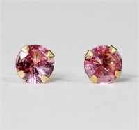 14K Yellow gold pink sapphire stud earrings