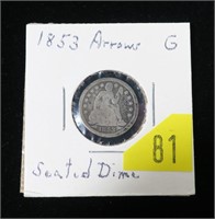 1853 U.S. Seated Liberty dime, G