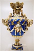 European celeste blue dragon urn