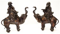 Pair of Japanese lacquered bronze incense burners