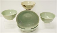 Two pairs oriental celadon bowls