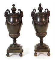 Pair of Regency bronze cassolettes