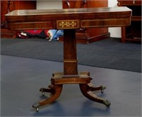 Regency rosewood and brass inlay card table