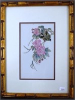 Framed Chinese hand painted ceramic tile
