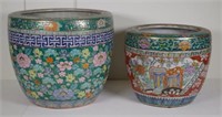 Two Chinese polychrome jardiniere pots