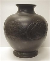 Japanese Meiji bronze temple vase
