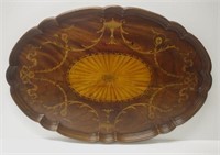 Victorian mahogany marquetry inlaid tray