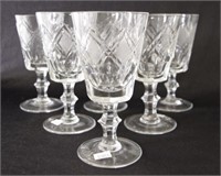 Six crystal red wine goblets