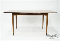 Walnut Mid Century Dining Table with Leaf