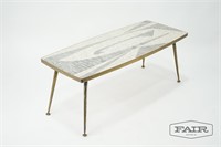 Mosaic Tile Top Coffee Table with Brass Legs