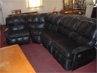 Faux Leather Sofa w/ reclining ends Soiled-9' x
