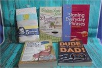 Lot of New Parent Books & Pack of Onesies