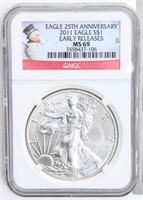 Coin 2011 United States Silver Eagle NGC MS69