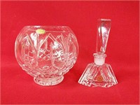 Polish Crystal Bowl and Czech Perfume Bottle