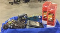 Strongarm Palm Sander, Vise, Pouch of Tools