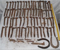 LARGE GROUP OF RAILROAD SPIKES & HORSESHOES