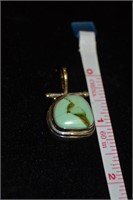 Turquoise and Sterling Pendant 1.25"