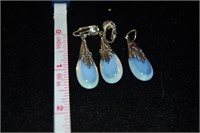 Sterling and Moon Stone Matching Earring/Pendant