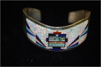 Inlay Curved Cuff Sterling Bracelet