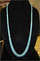 Sterling Clasp 30" Turquoise Disc Necklace