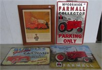 (3) Metal signs including (2) Farmall and Bubbles
