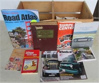 Wood box of magazines including Wheels of Time,