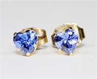 14K Yellow gold heart shaped tanzanite