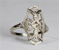 14K White gold filigree ring with chocolate