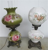 (2) Electric lamps with glass shades and centers.